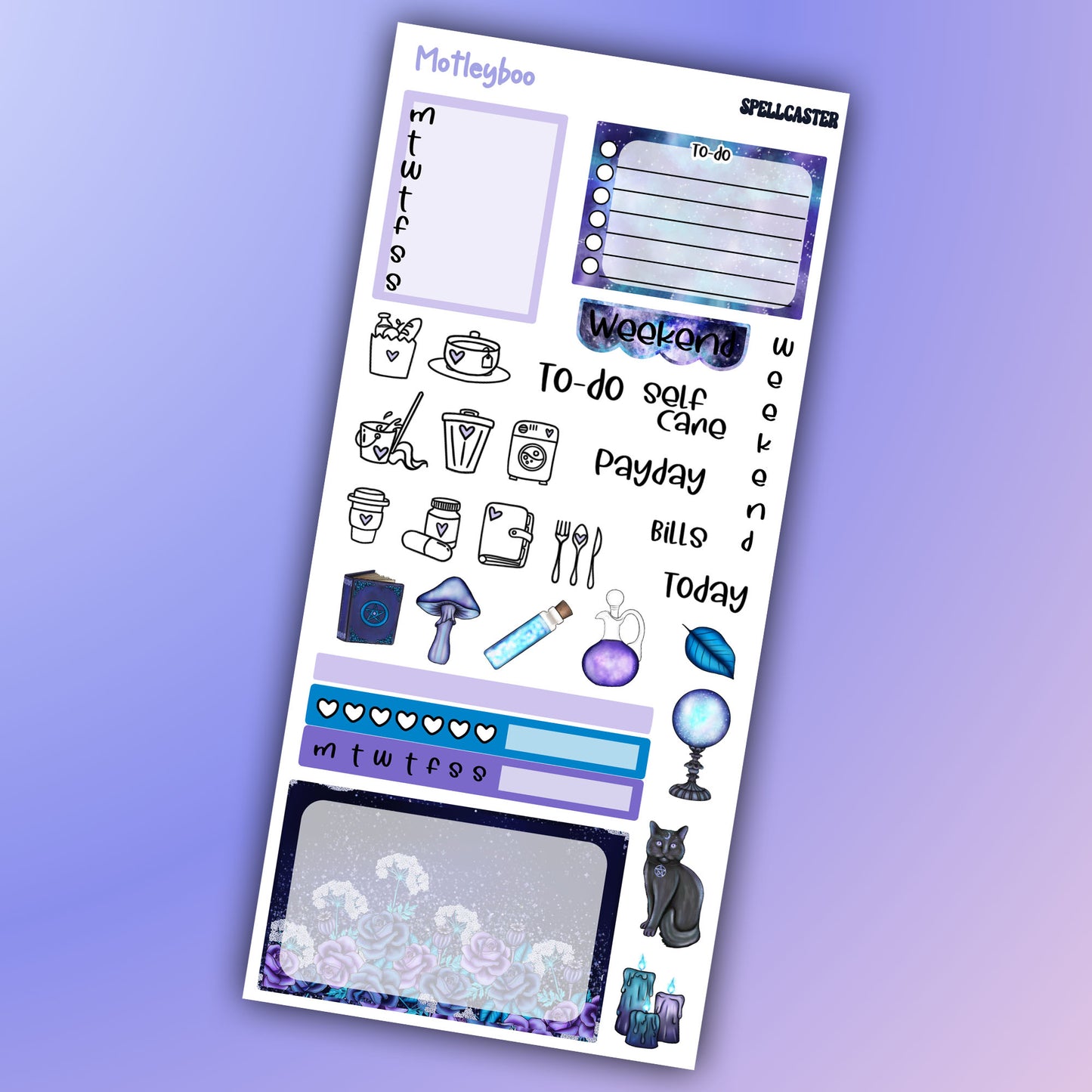 Hobonichi weeks, sticker kit, hobonichi planner, celestial stickers, witchy planner, hobonichi functional stickers, planner stickers, goth