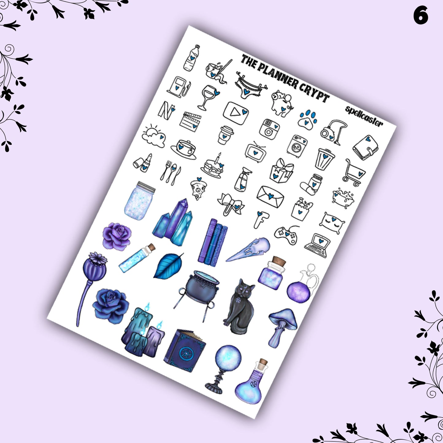 Weekly planner kit, witch stickers, witchy gifts, witchcraft stickers, vertical planner, celestial stickers, pretty stickers, magical gift