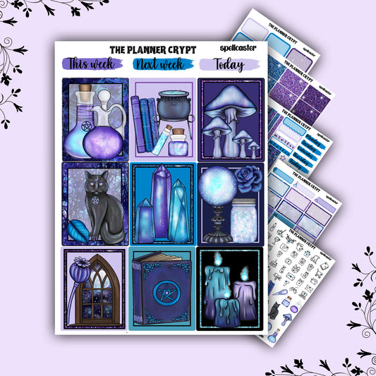 Weekly planner kit, witch stickers, witchy gifts, witchcraft stickers, vertical planner, celestial stickers, pretty stickers, magical gift