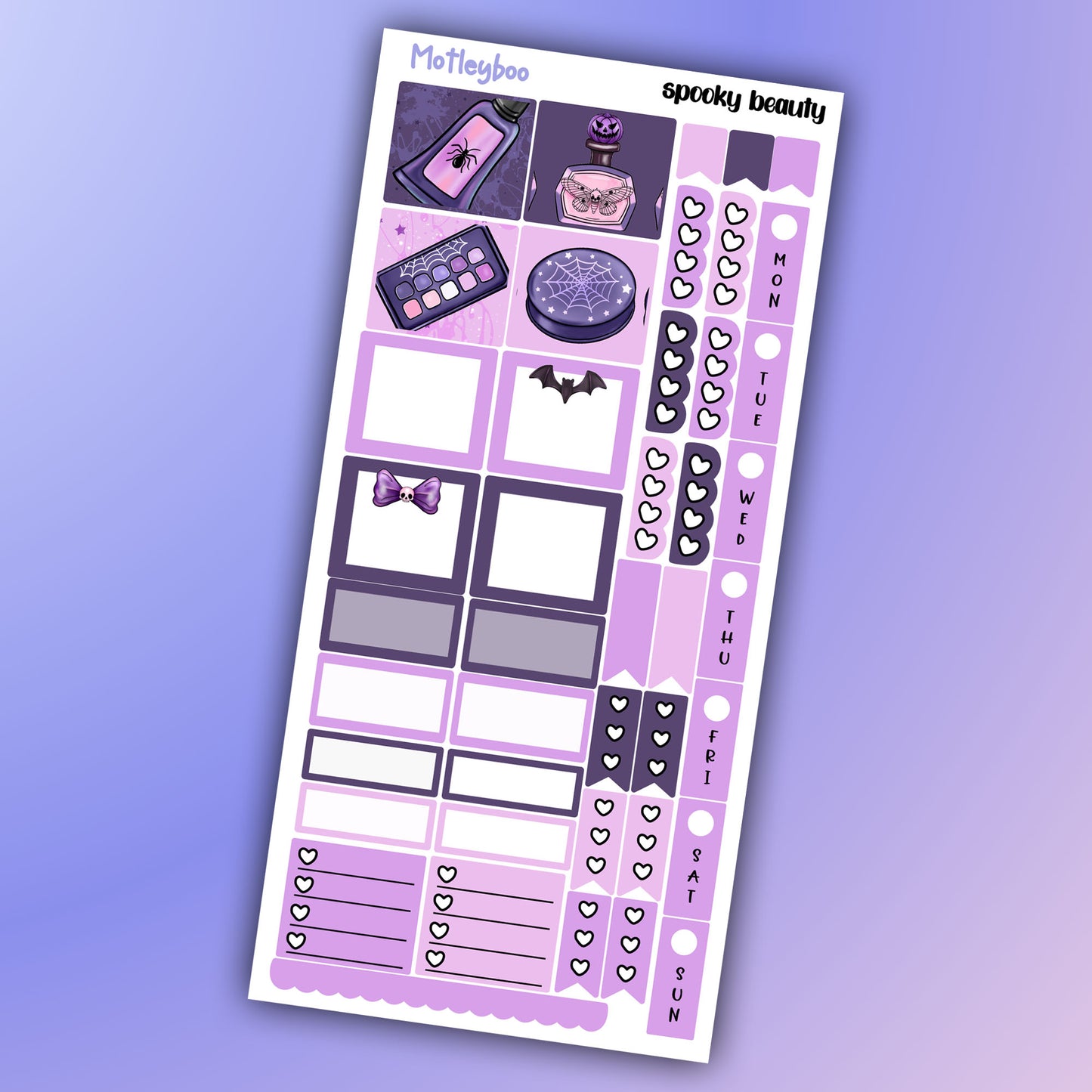 Hobonichi weeks, sticker kit, hobonichi planner, goth planner, witch vibes, spooky beauty, stickers, goth sticker, goth make up, summer goth
