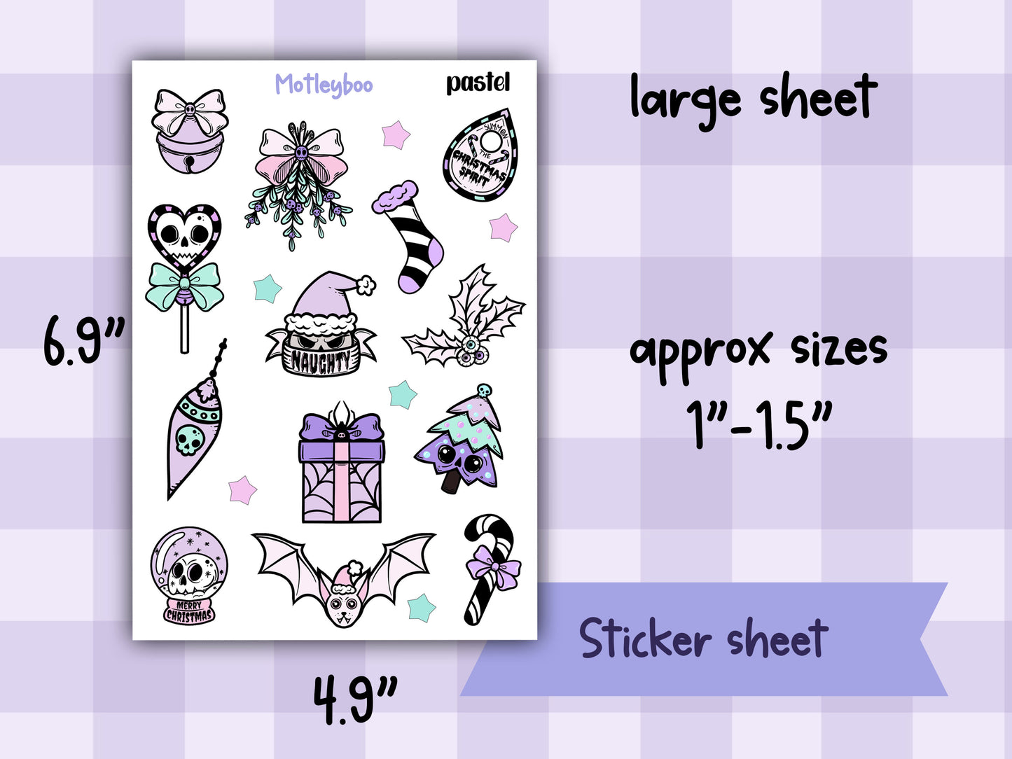 christmas sticker sheet, spooky christmas stickers, planner stickers, creepy xmas, stickers for Christmas, card stickers, journaling