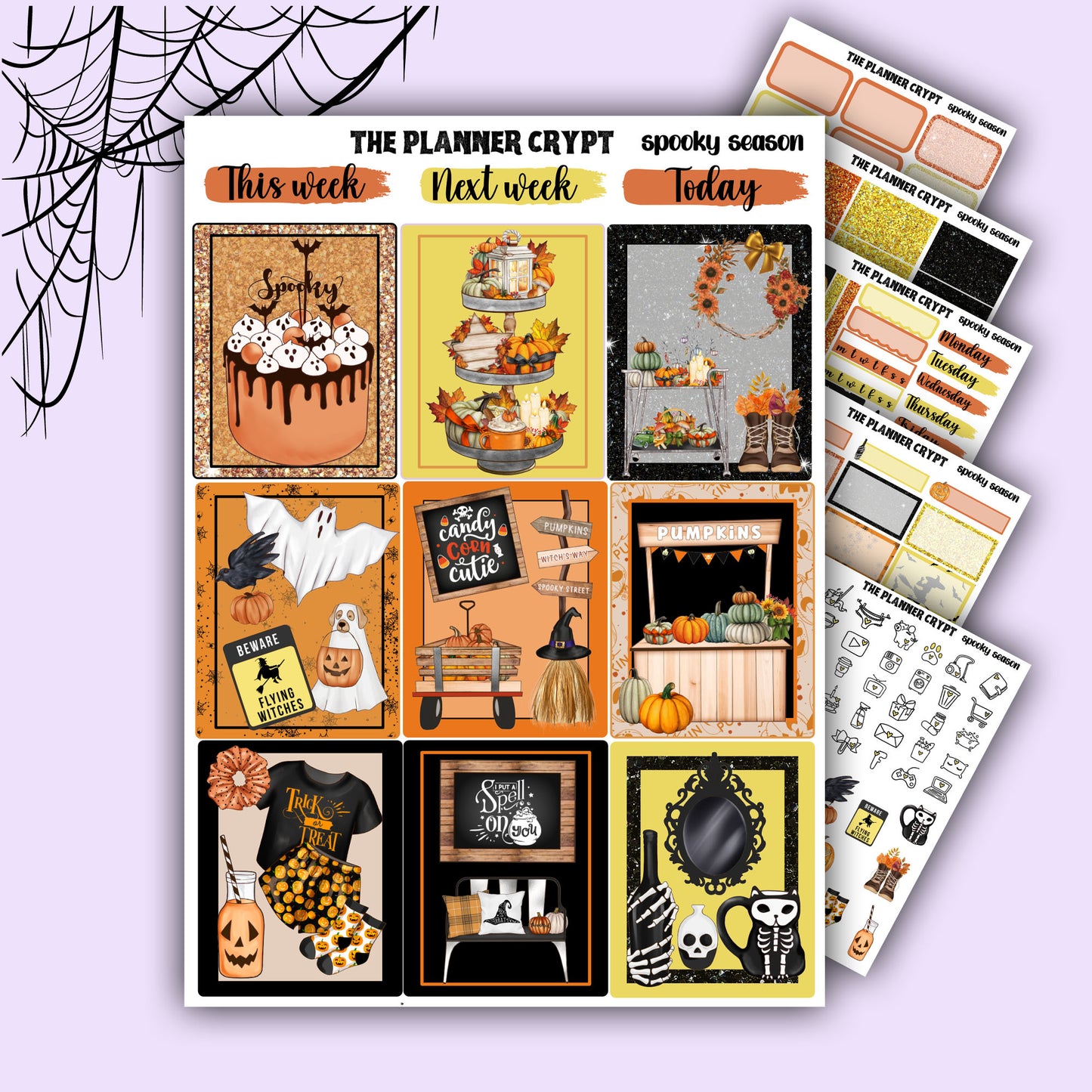 weekly planner sticker kit, fall, autumn stickers, gothic, spooky, halloween sticker kit, vertical planner, planner, seasonal stickers