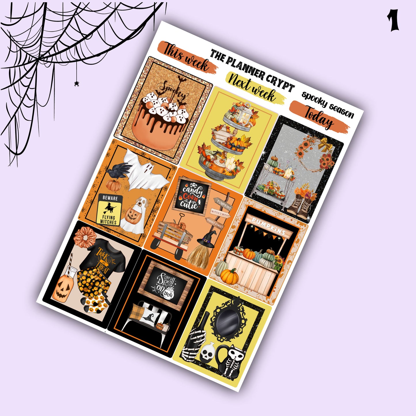 weekly planner sticker kit, fall, autumn stickers, gothic, spooky, halloween sticker kit, vertical planner, planner, seasonal stickers