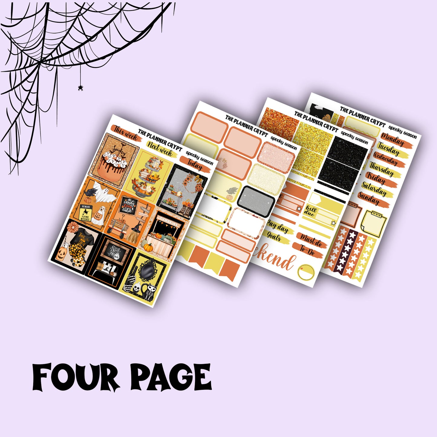 weekly planner sticker kit, fall, autumn stickers, gothic, spooky, halloween sticker kit, vertical planner, planner, seasonal stickers