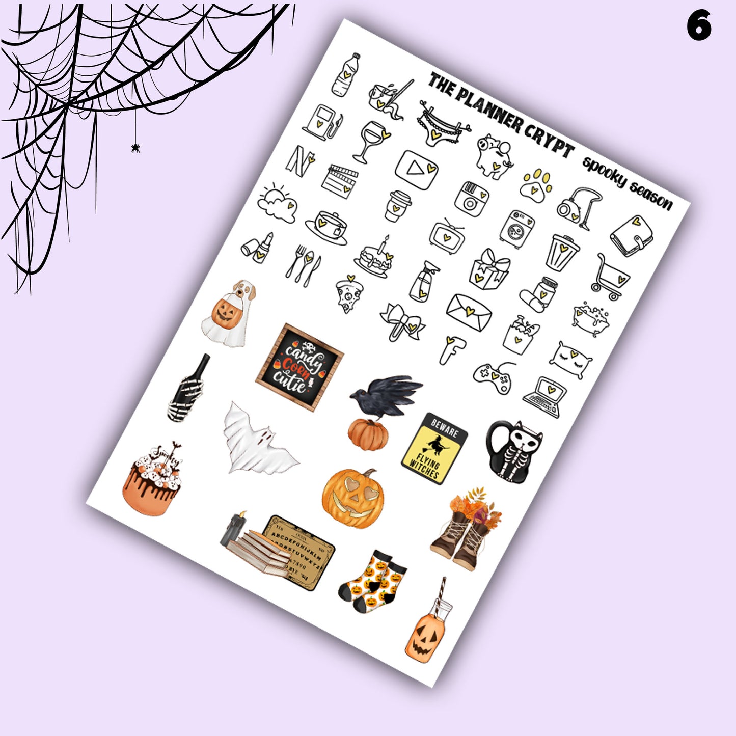 weekly planner sticker kit, fall, autumn stickers, gothic, spooky, halloween sticker kit, vertical planner, planner, seasonal stickers