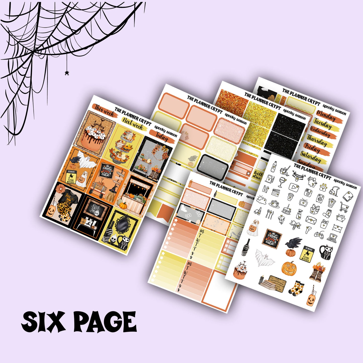 weekly planner sticker kit, fall, autumn stickers, gothic, spooky, halloween sticker kit, vertical planner, planner, seasonal stickers