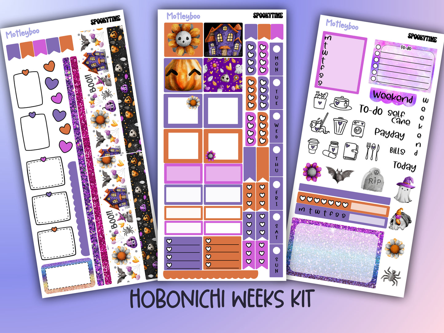 halloween hobonichi kit, spooky times, halloween sticker kit