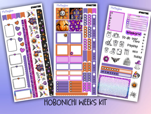 halloween hobonichi kit, spooky times, halloween sticker kit
