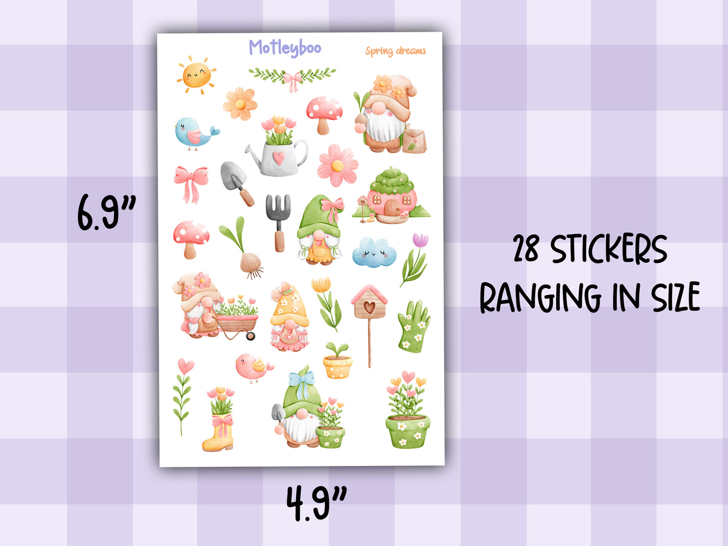 Planner sticker sheet, stickers, Spring dreams