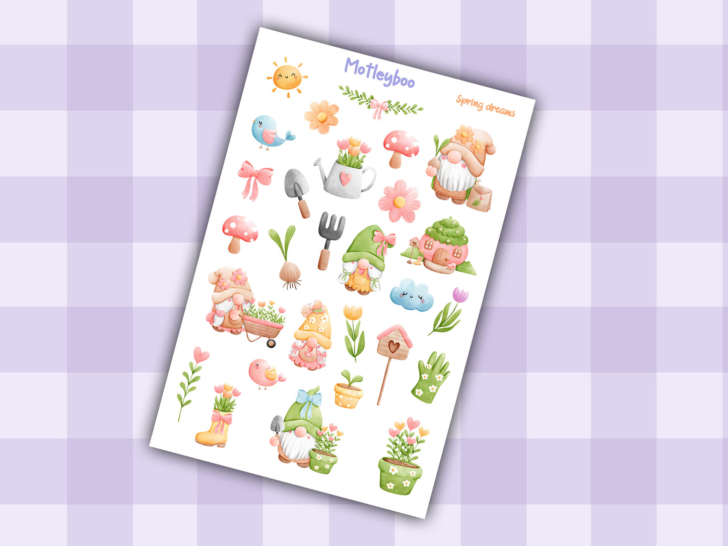 Planner sticker sheet, stickers, Spring dreams