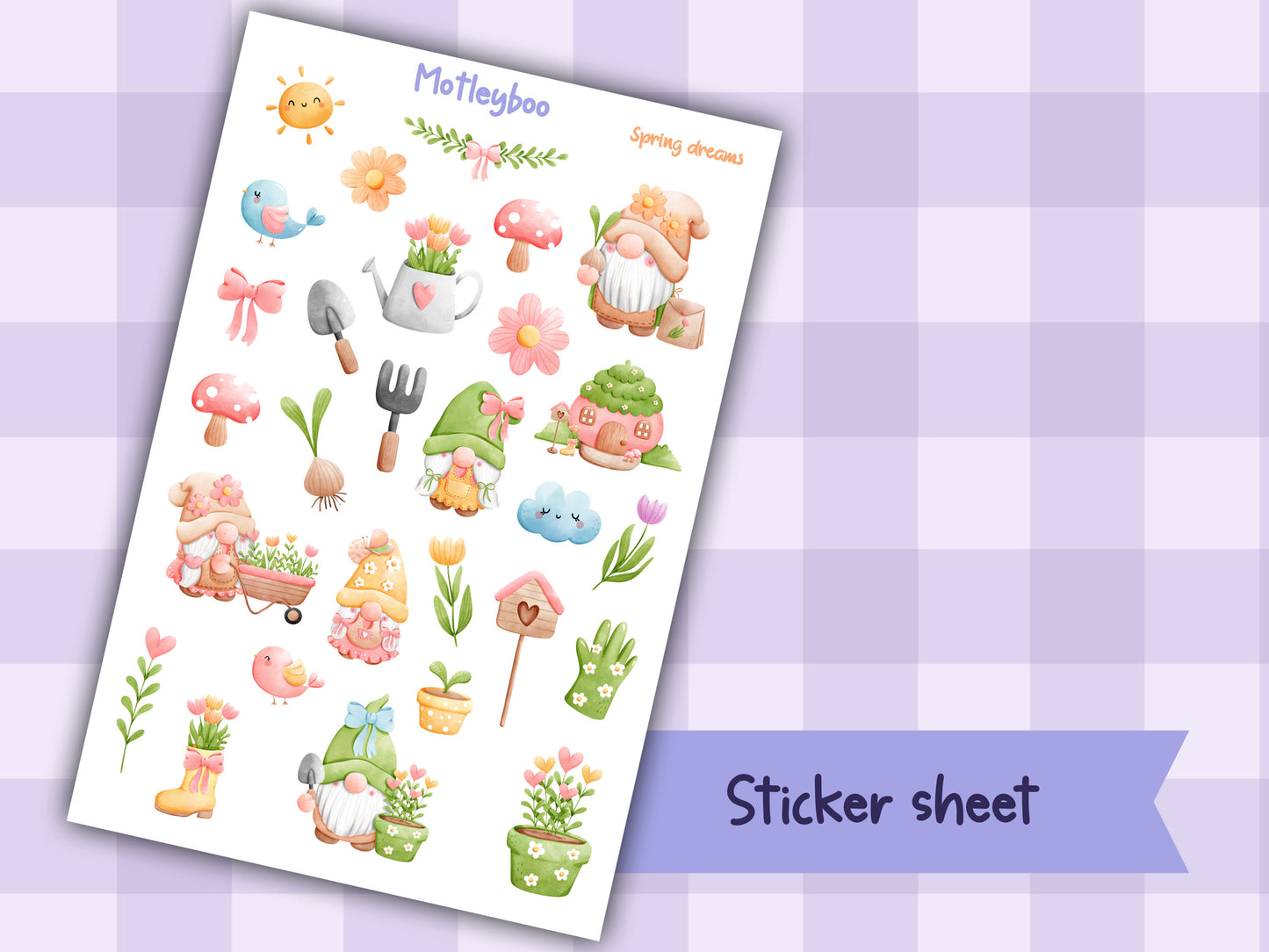Planner sticker sheet, stickers, Spring dreams