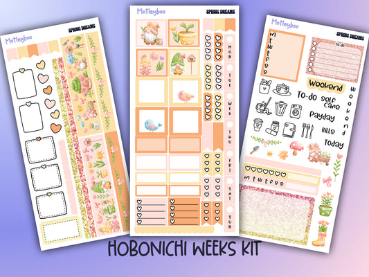 Hobonichi weeks kit, weekly sticker kit, hobonichi planner, spring stickers, functional sticker, planner stickers, small journal stickers