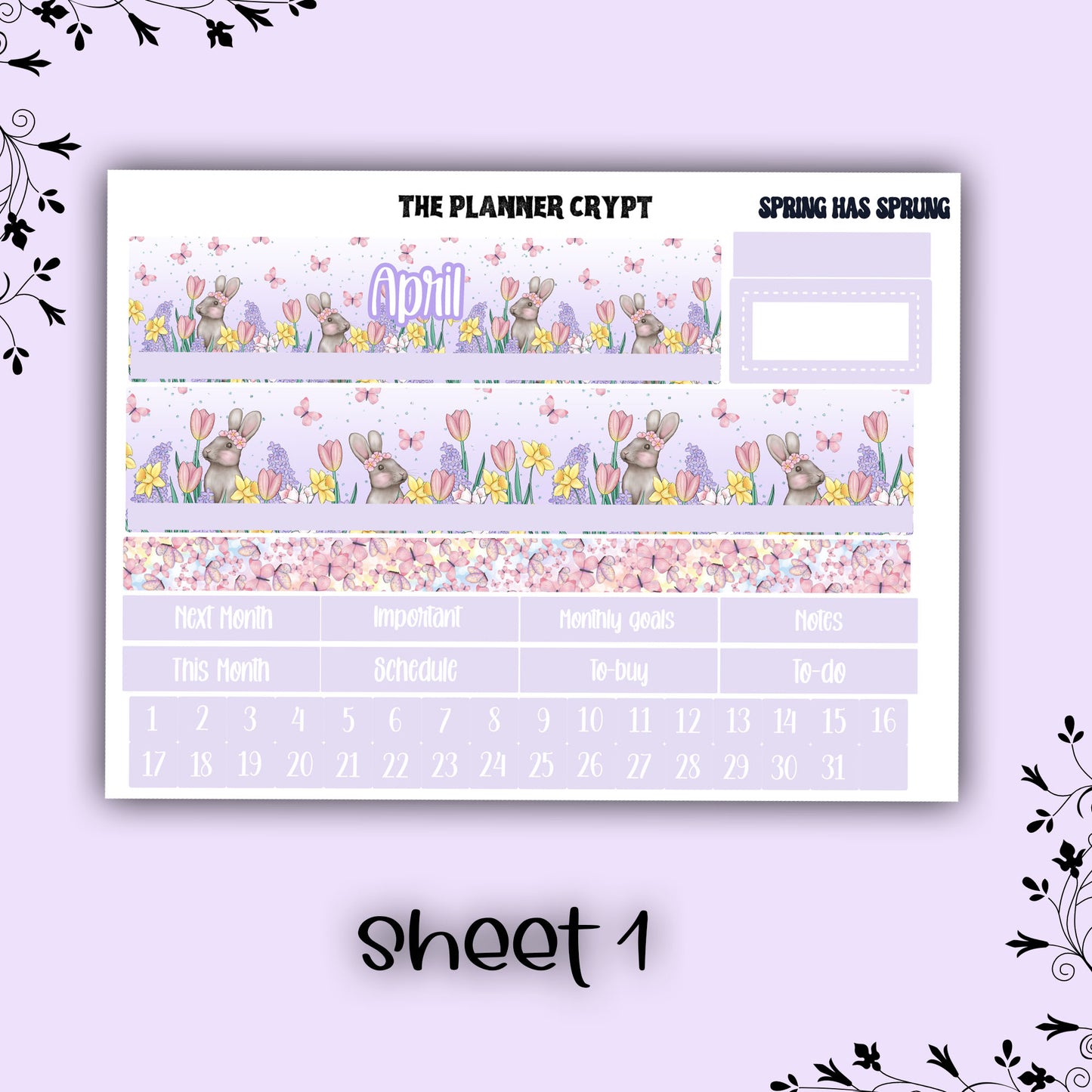 Monthly planner sticker kit, monthly stickers, vertical planner, springtime, easter planner stickers, vertical planner, spring has sprung