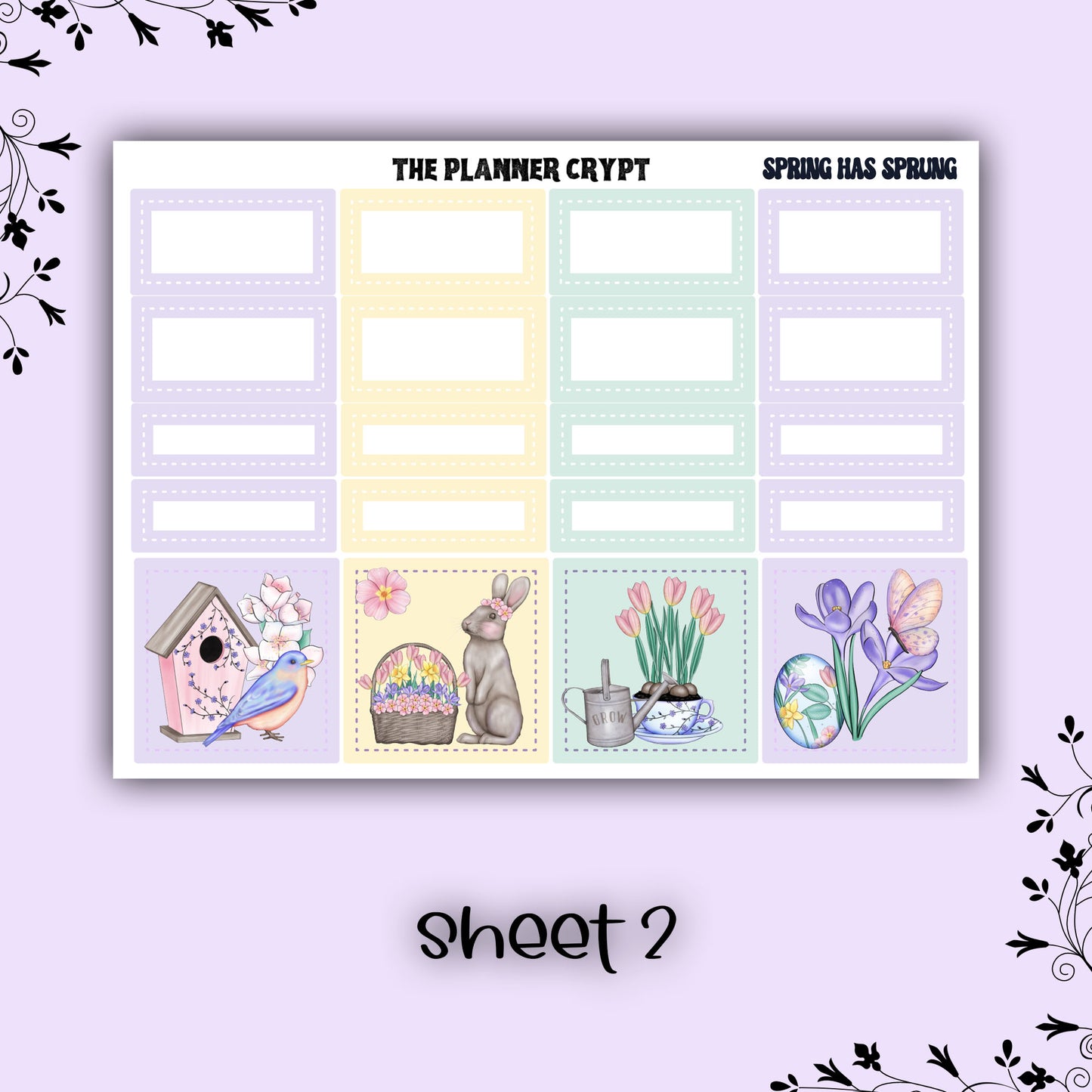 Monthly planner sticker kit, monthly stickers, vertical planner, springtime, easter planner stickers, vertical planner, spring has sprung