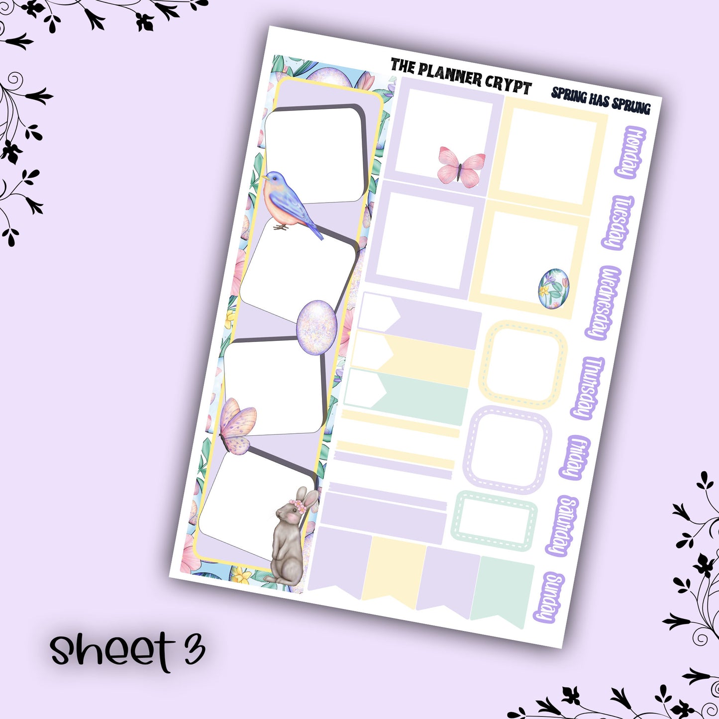 Monthly planner sticker kit, monthly stickers, vertical planner, springtime, easter planner stickers, vertical planner, spring has sprung