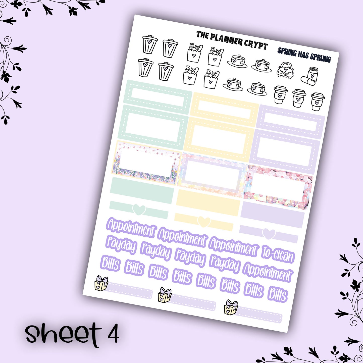 Monthly planner sticker kit, monthly stickers, vertical planner, springtime, easter planner stickers, vertical planner, spring has sprung