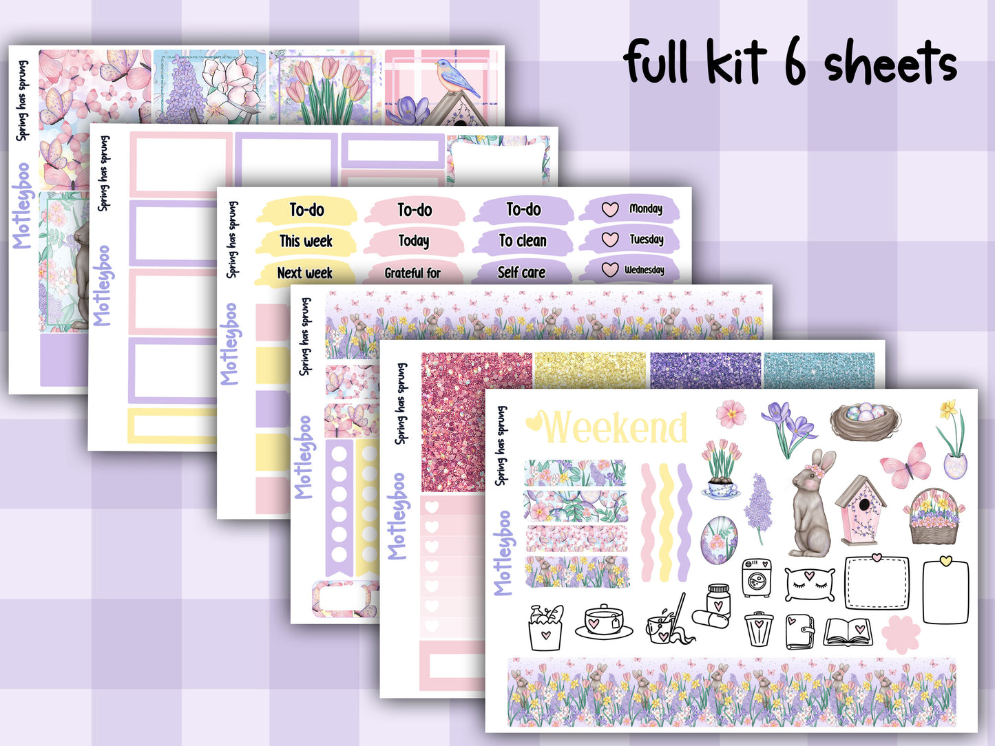 Spring themed Weekly Planner Sticker Kit, Vertical Planner, Spring has sprung