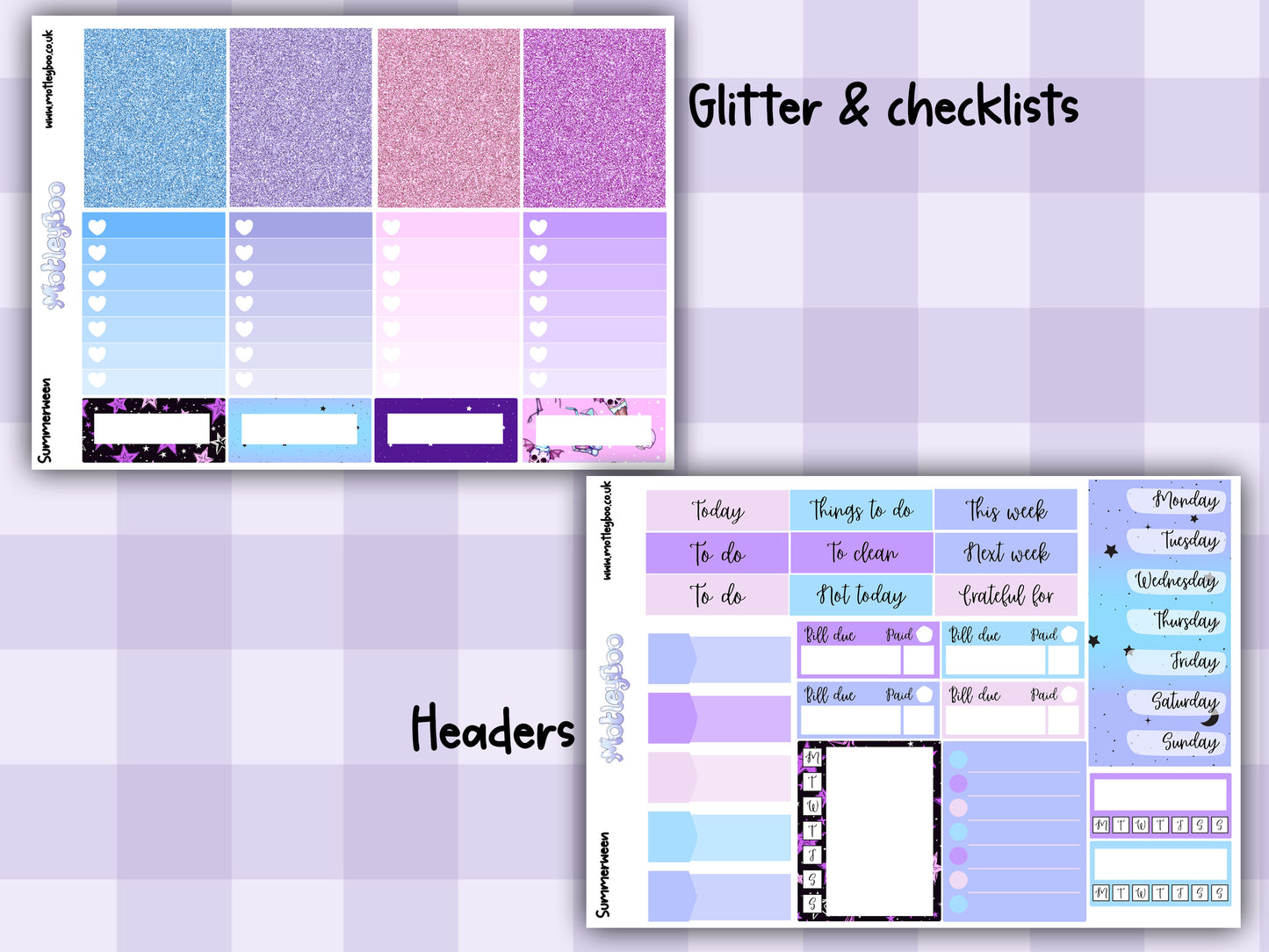 Summerween weekly planner sticker kit, journaling, vertical planner, summer themed, functional and decorative stickers for scrapbooking
