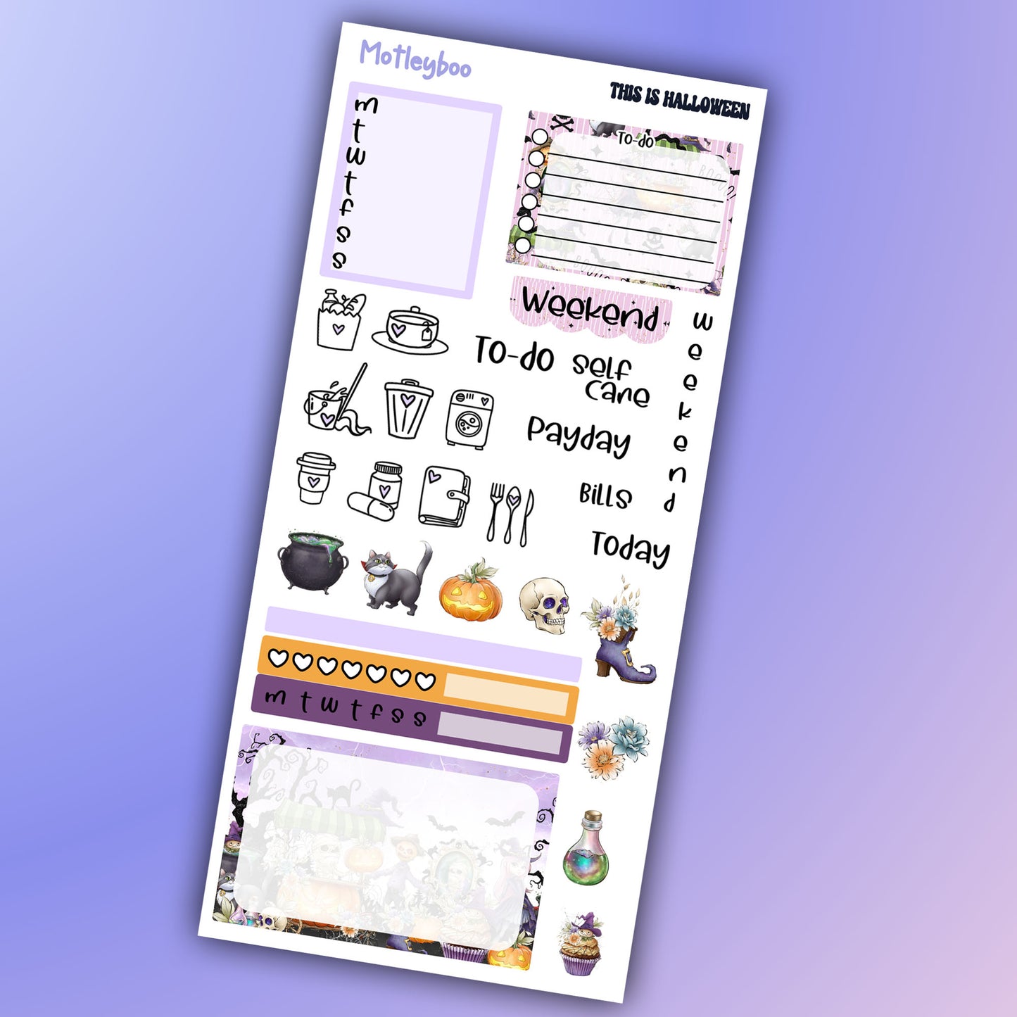 Hobonichi weeks, weekly sticker kit, hobonichi planner, halloween stickers, planner, hobonichi functional sticker, planner stickers, spooky
