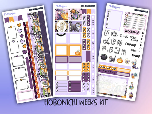 Hobonichi weeks, weekly sticker kit, hobonichi planner, halloween stickers, planner, hobonichi functional sticker, planner stickers, spooky