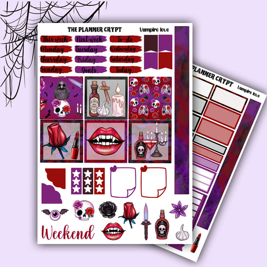 Vampire love Hobonichi cousin planner sticker kit
