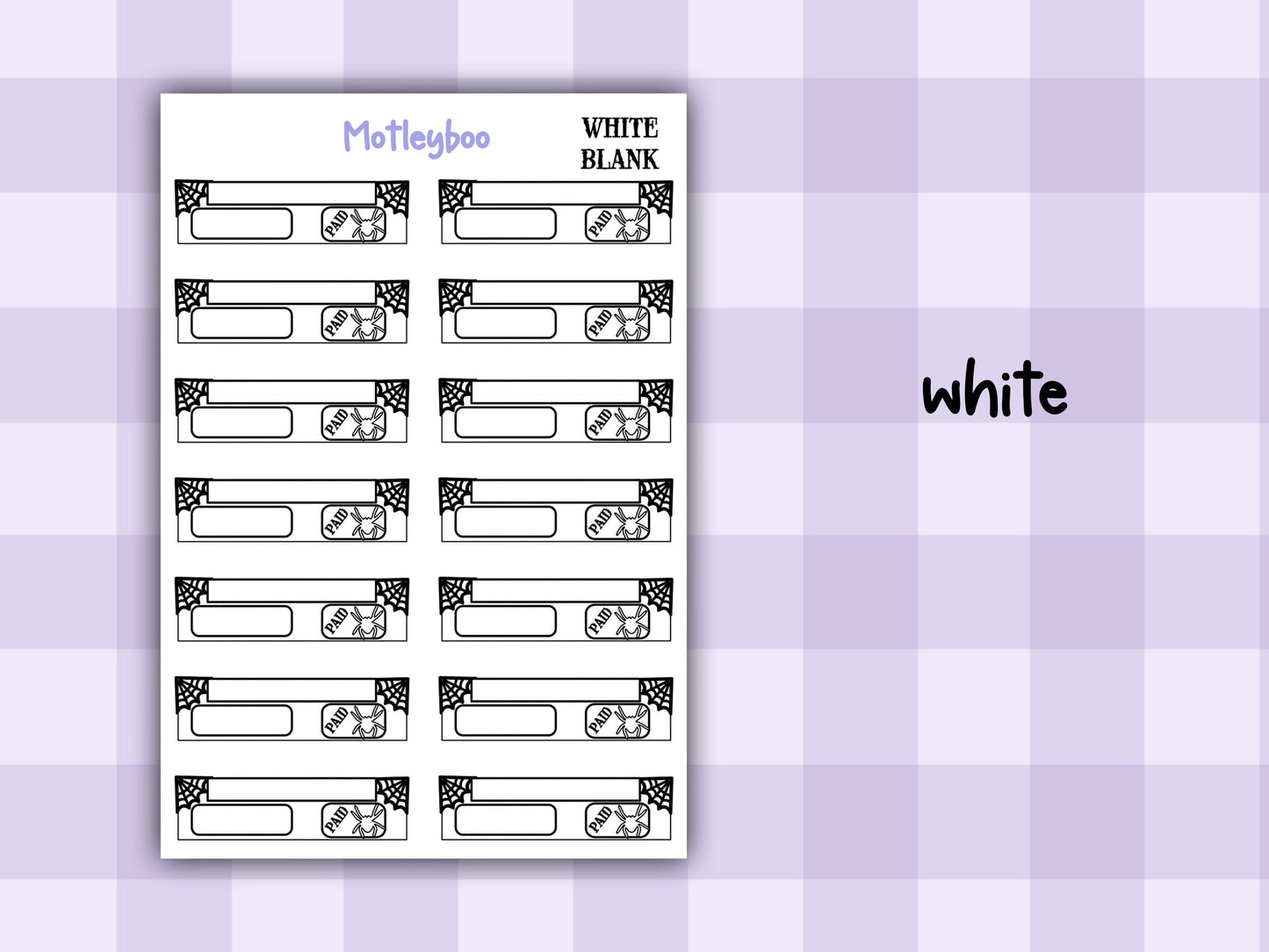 Gothic Bill Planner Stickers, Spiderweb Header Stickers, blank functional, goth planning