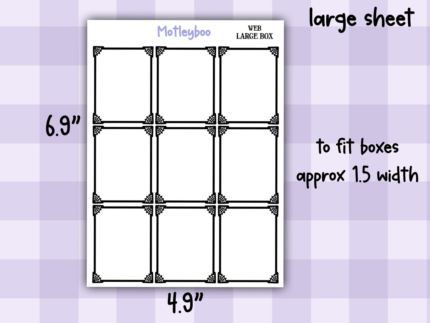 Gothic Planner Stickers, Spiderweb Planner Boxes