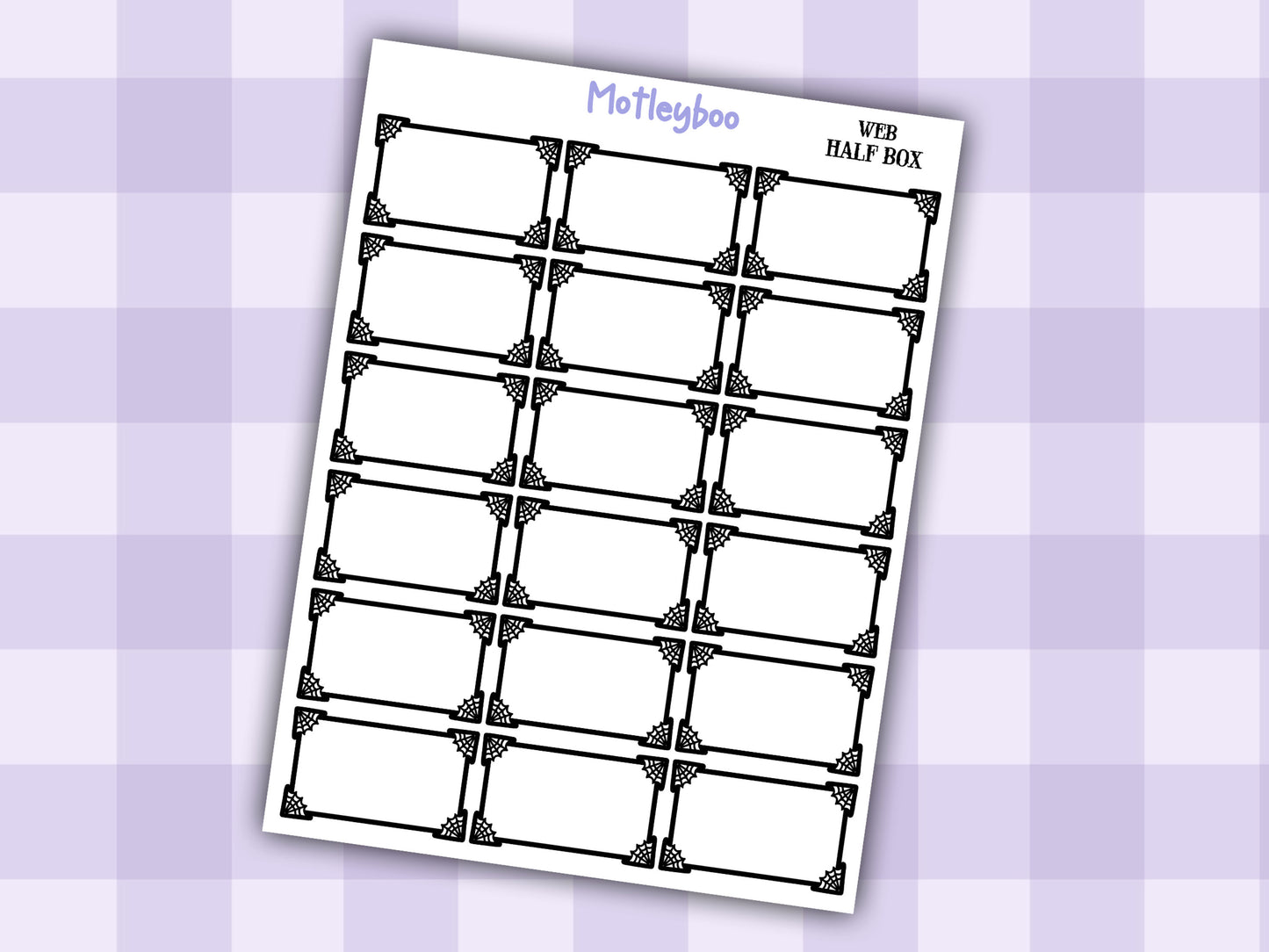 Gothic Planner Stickers, Spiderweb Planner Boxes
