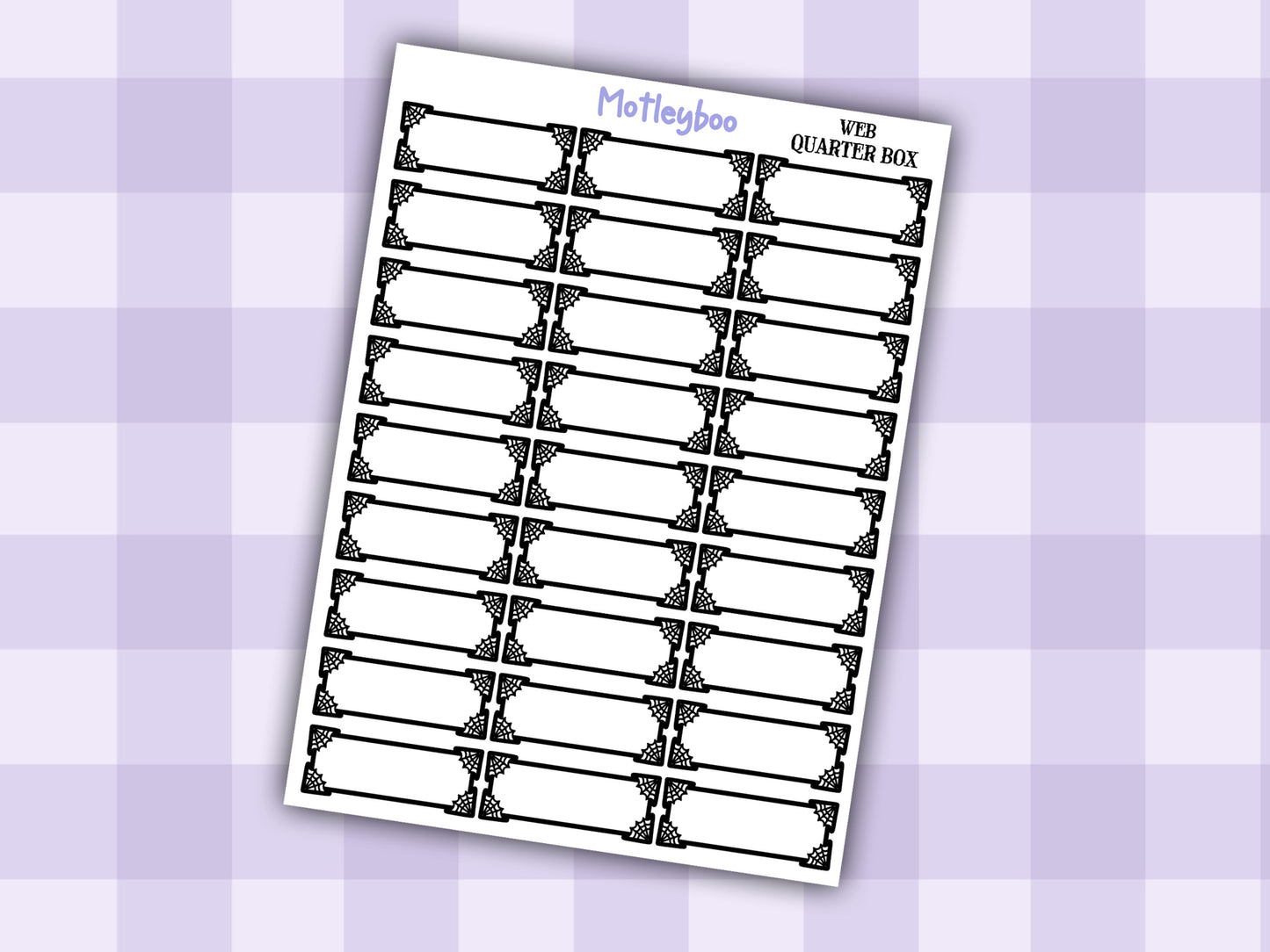 Gothic Planner Stickers, Spiderweb Planner Boxes