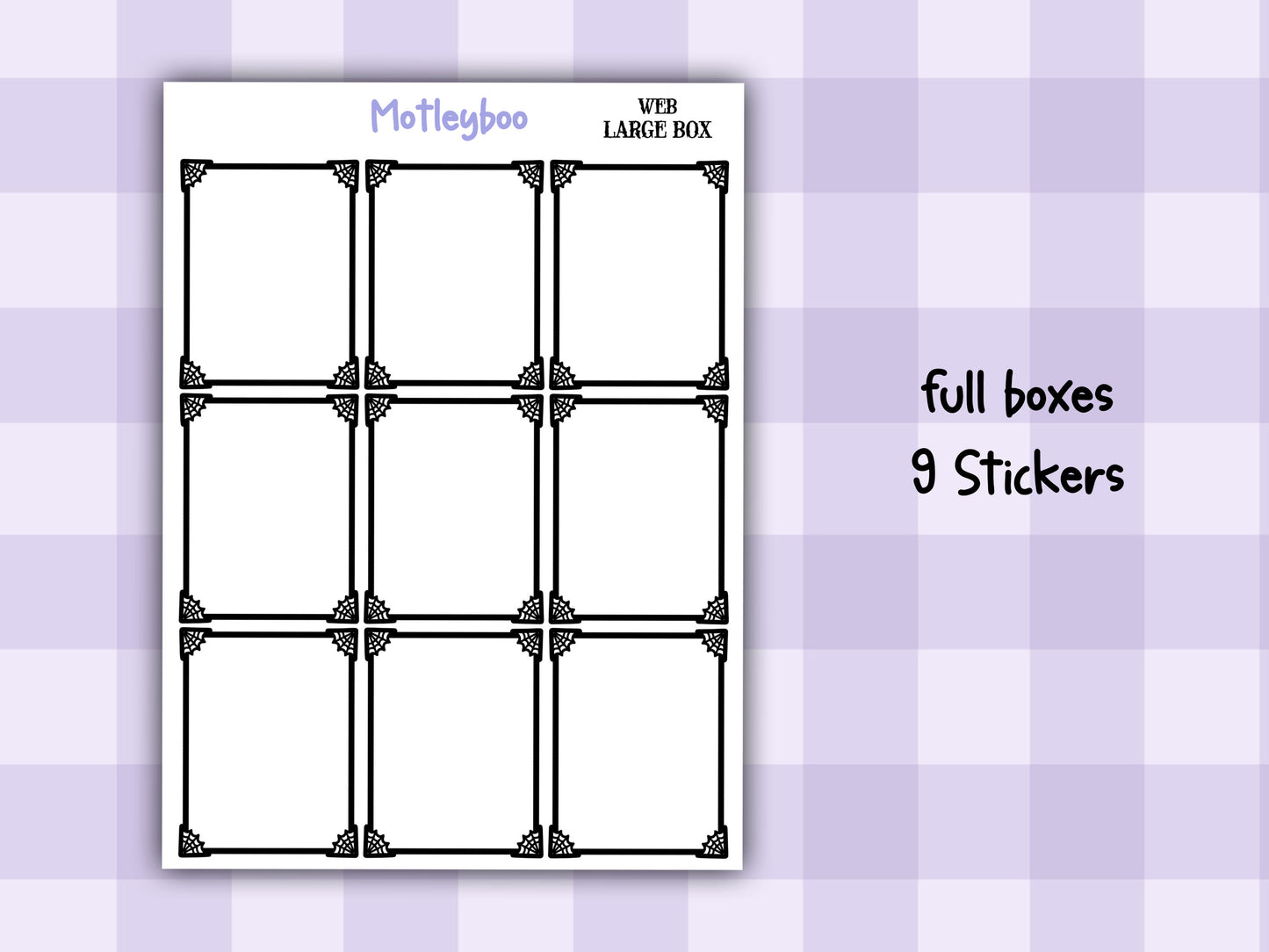 Gothic Planner Stickers, Spiderweb Planner Boxes