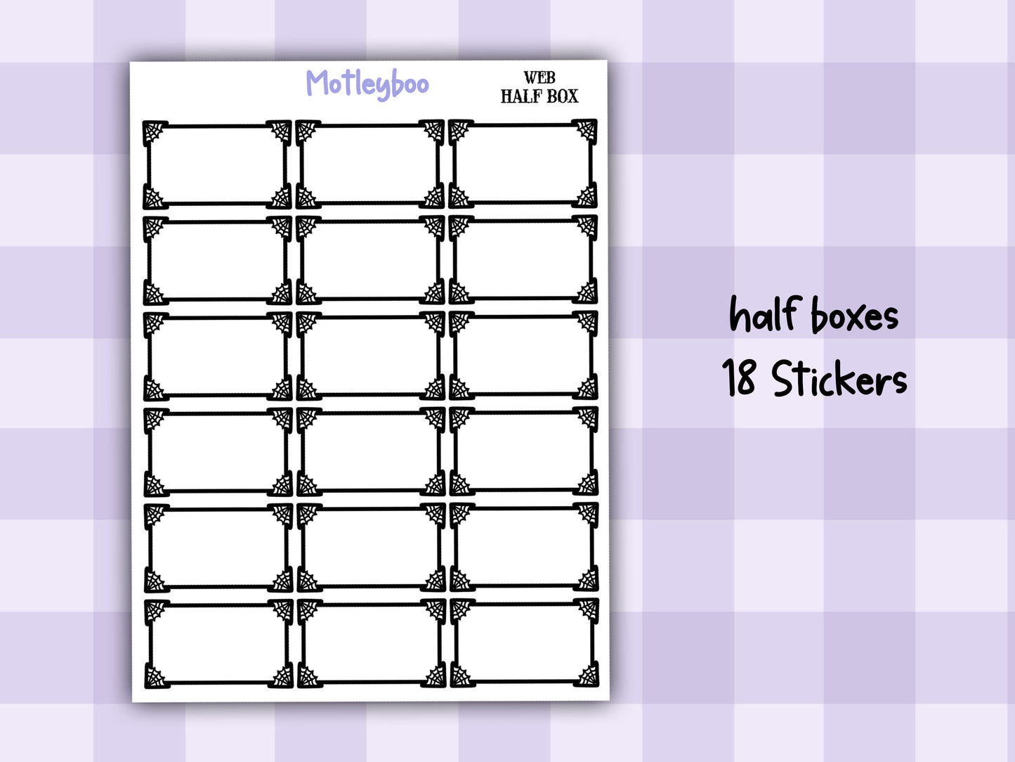 Gothic Planner Stickers, Spiderweb Planner Boxes