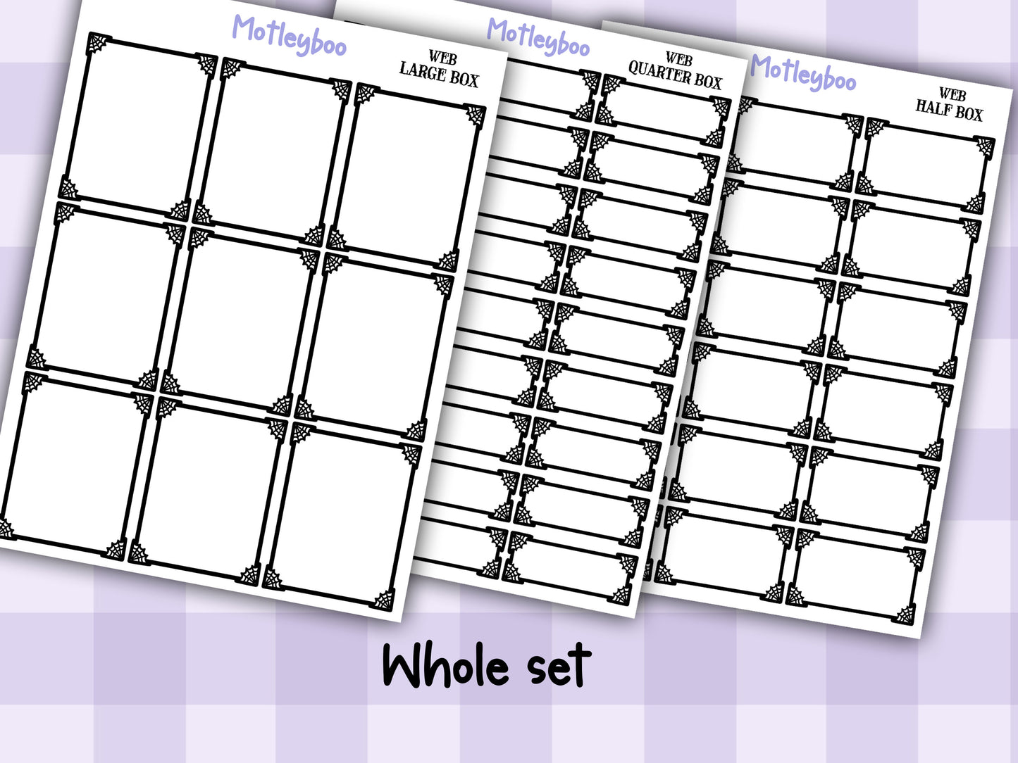 Gothic Planner Stickers, Spiderweb Planner Boxes