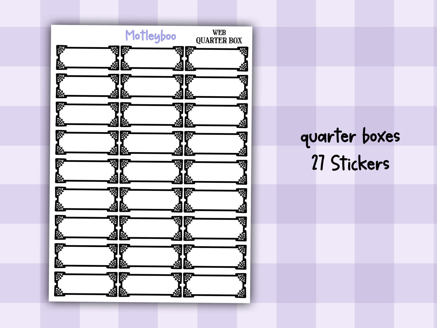 Gothic Planner Stickers, Spiderweb Planner Boxes