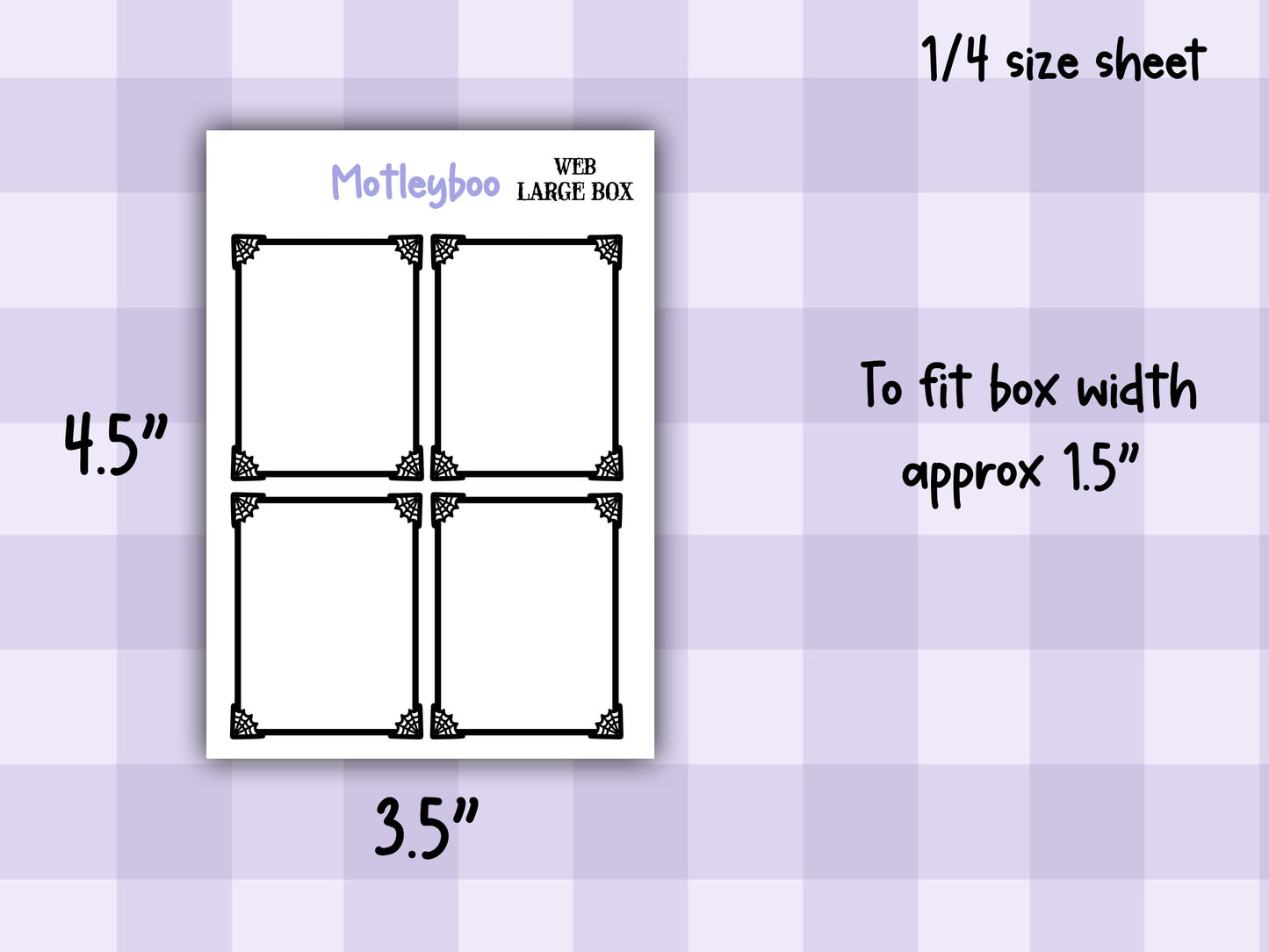 Gothic Planner Stickers, Spiderweb Planner Boxes SMALL