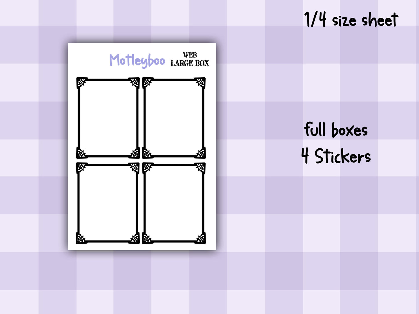 Gothic Planner Stickers, Spiderweb Planner Boxes SMALL