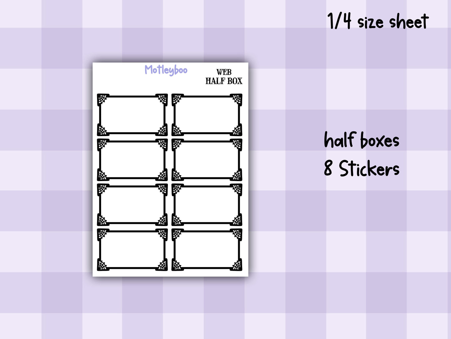 Gothic Planner Stickers, Spiderweb Planner Boxes SMALL
