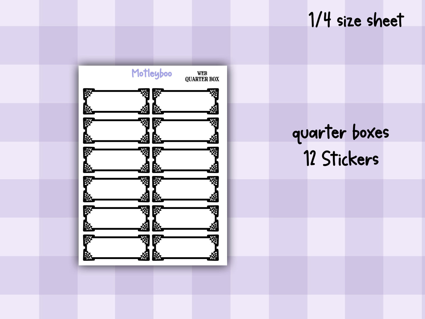 Gothic Planner Stickers, Spiderweb Planner Boxes SMALL