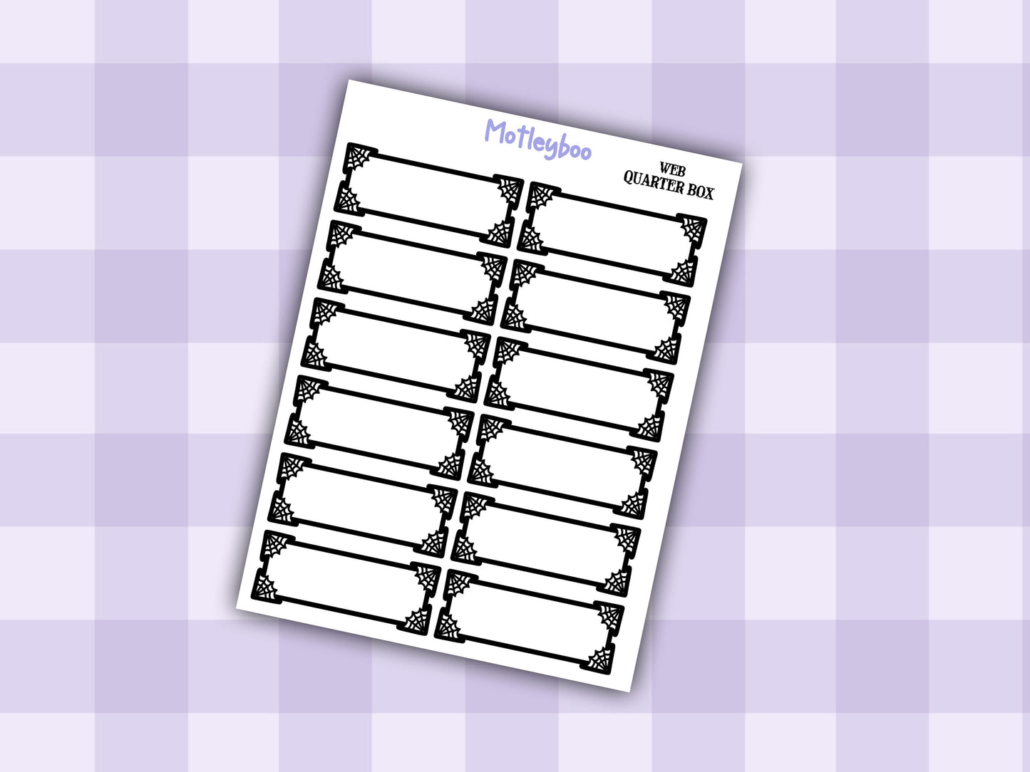 Gothic Planner Stickers, Spiderweb Planner Boxes SMALL