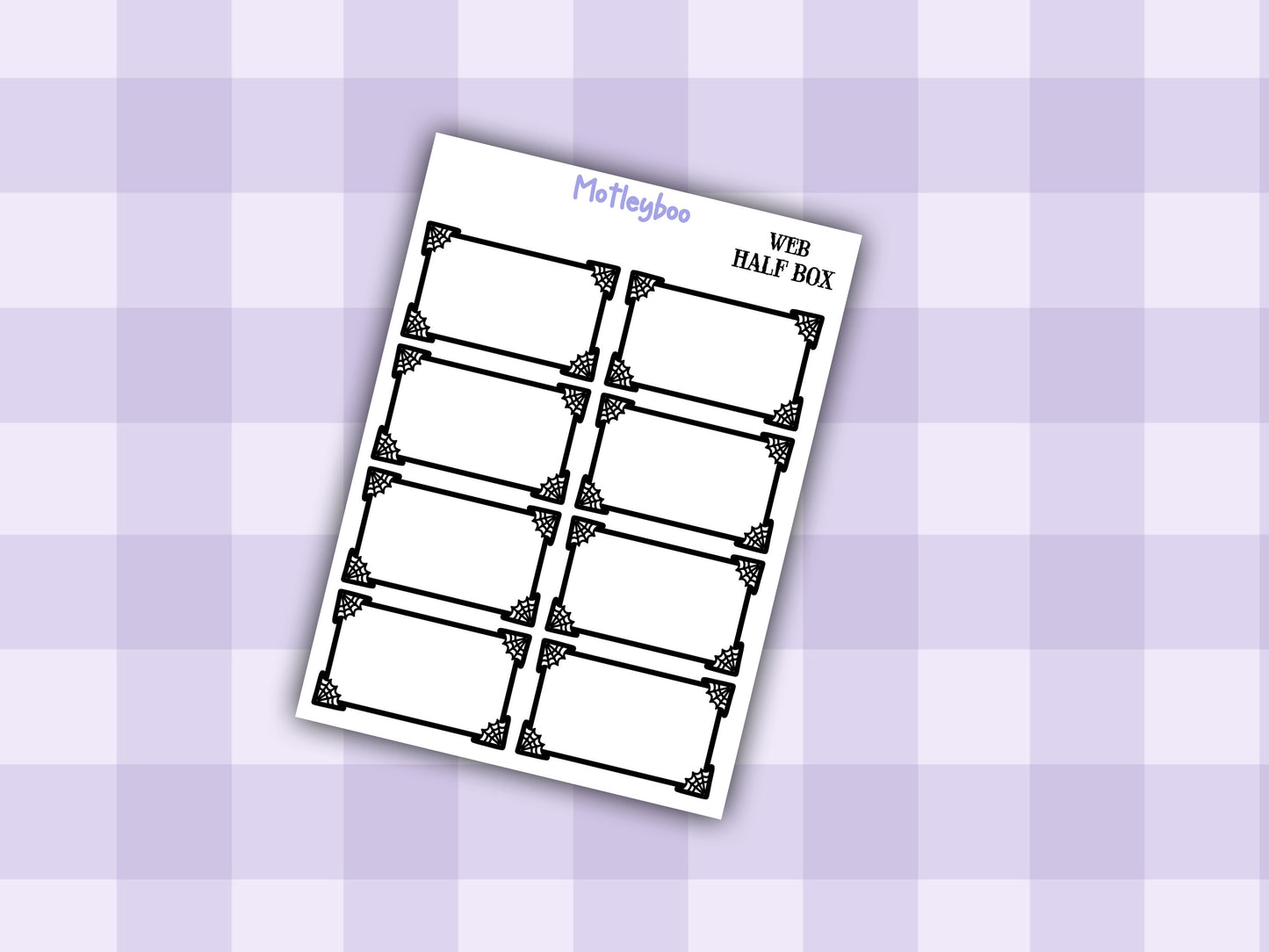 Gothic Planner Stickers, Spiderweb Planner Boxes SMALL