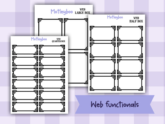 Gothic Planner Stickers, Spiderweb Planner Boxes SMALL