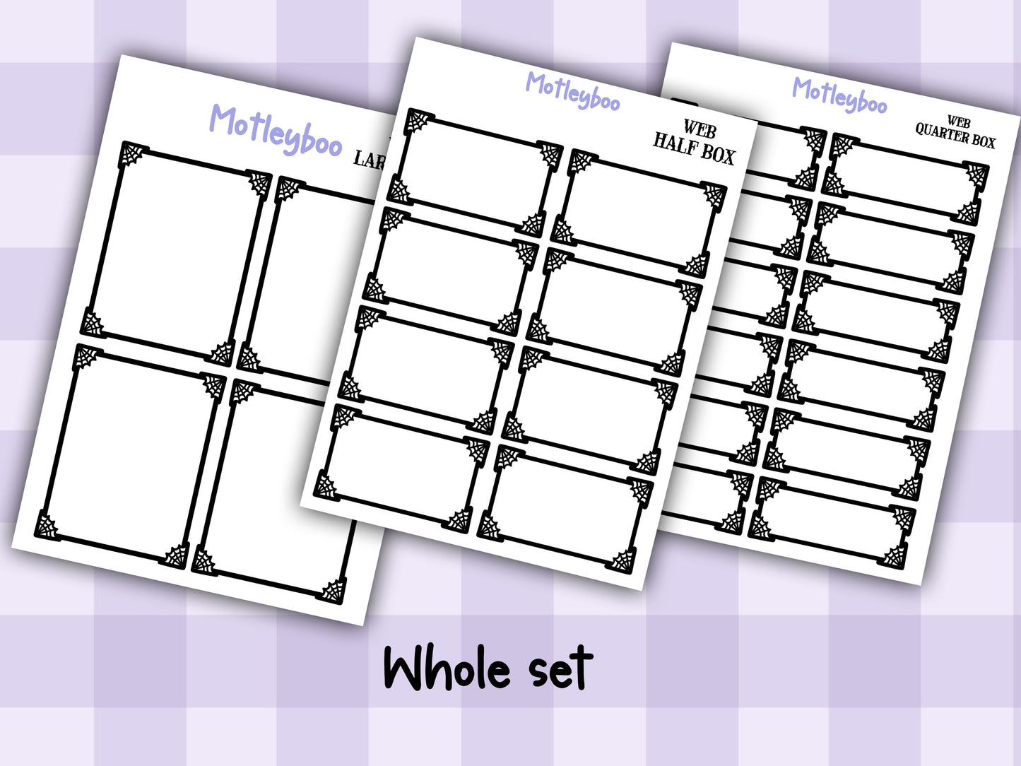 Gothic Planner Stickers, Spiderweb Planner Boxes SMALL