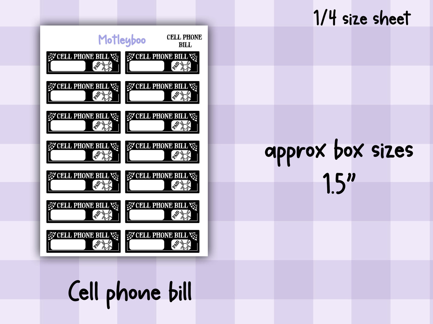 Gothic Bill Name Planner Stickers, Spooky Style Header Stickers, household bill stickers