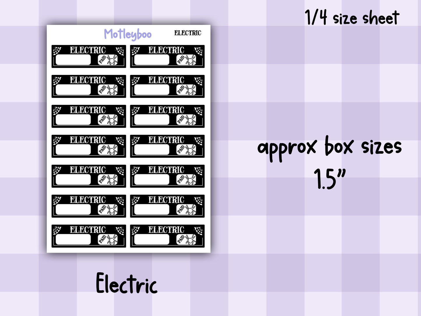 Gothic Bill Name Planner Stickers, Spooky Style Header Stickers, household bill stickers