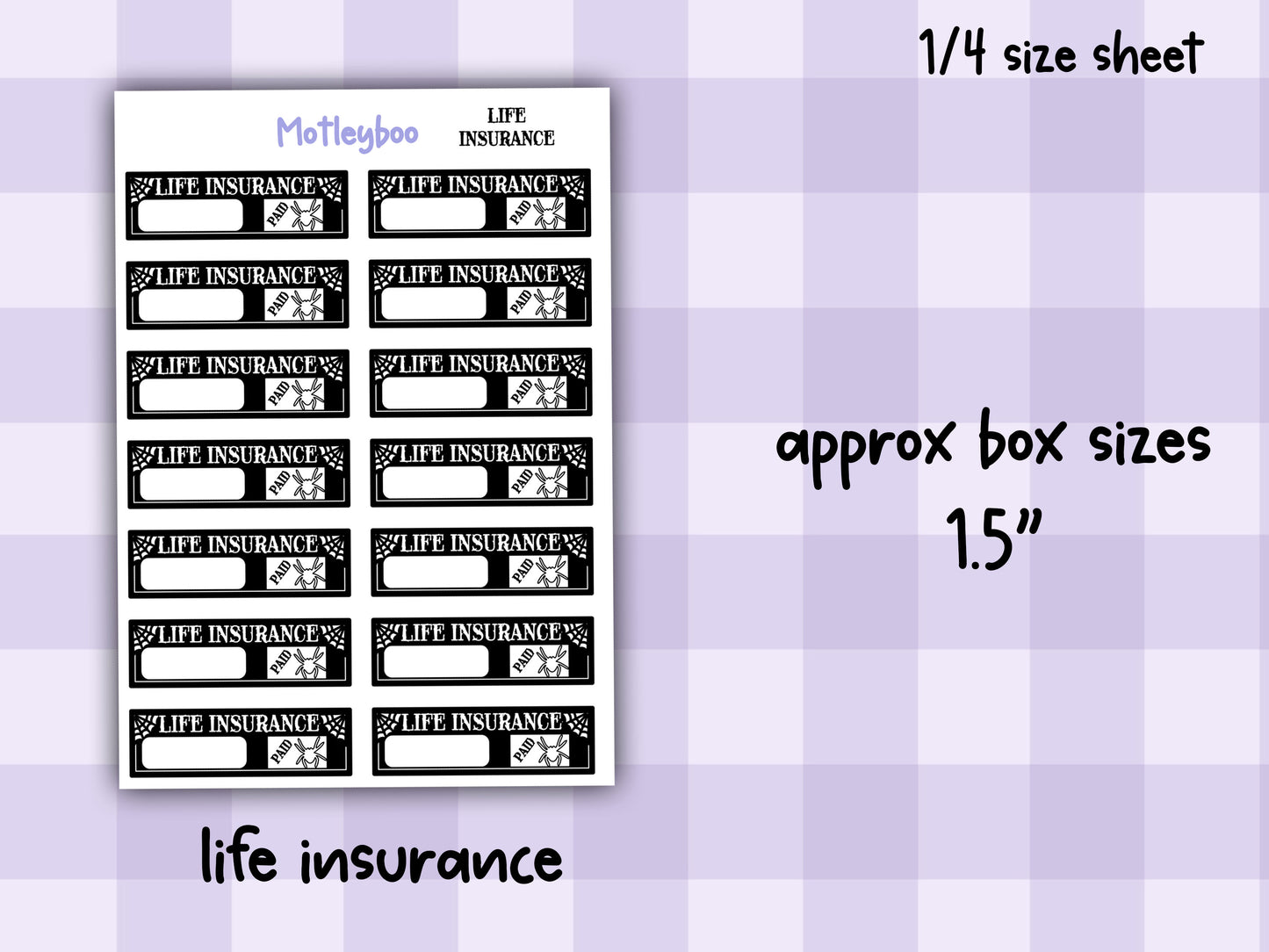 Gothic Bill Name Planner Stickers, Spooky Style Header Stickers, household bill stickers