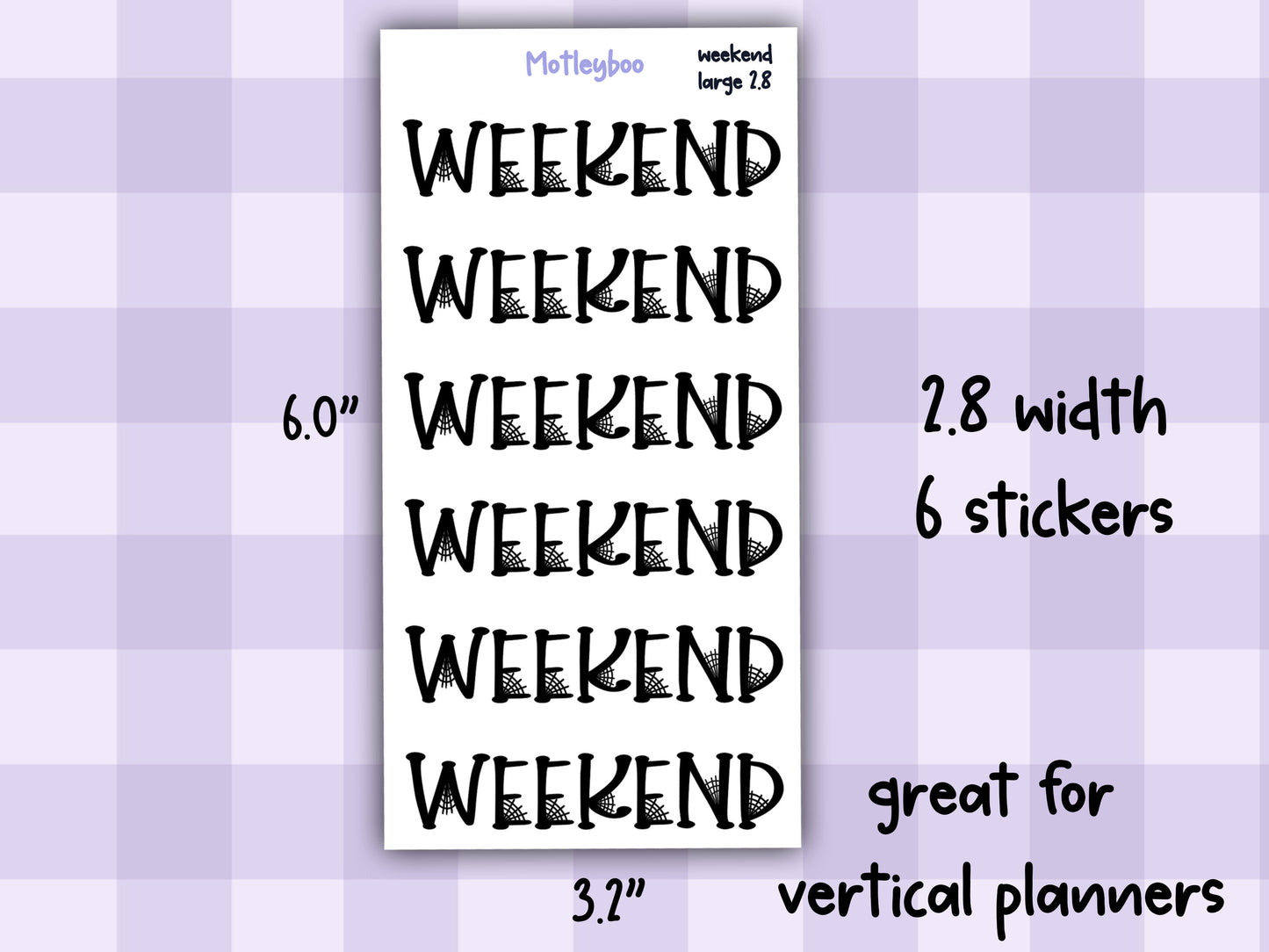 Gothic Planner Stickers, spiderweb Weekend headers