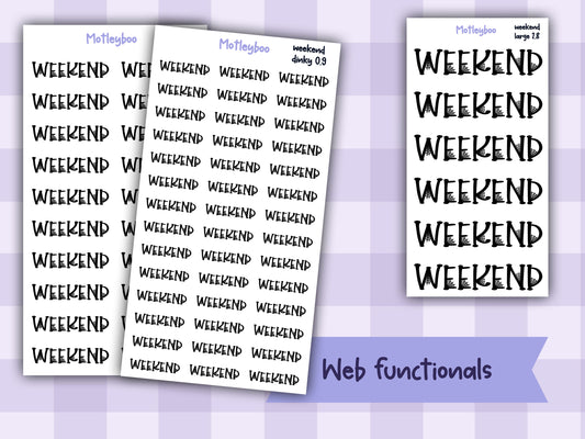 Gothic Planner Stickers, spiderweb Weekend headers
