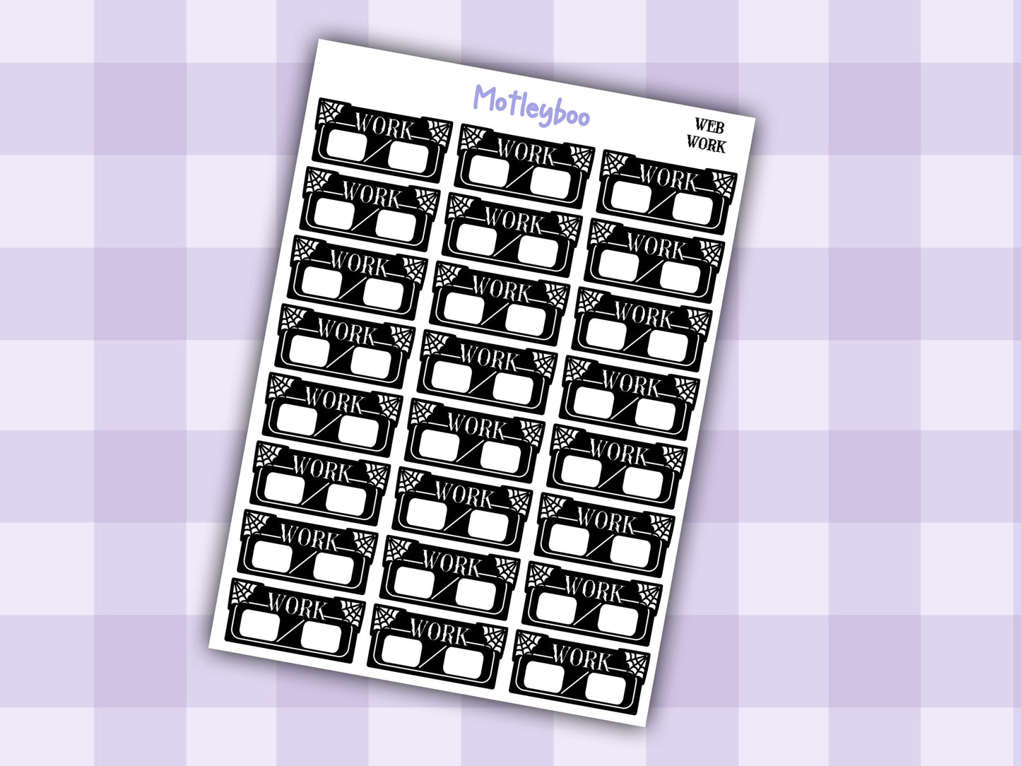 Gothic Work Planner Stickers, Spiderweb Header Stickers for spooky planning