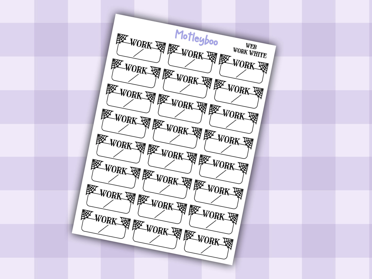 Gothic Work Planner Stickers, Spiderweb Header Stickers for spooky planning