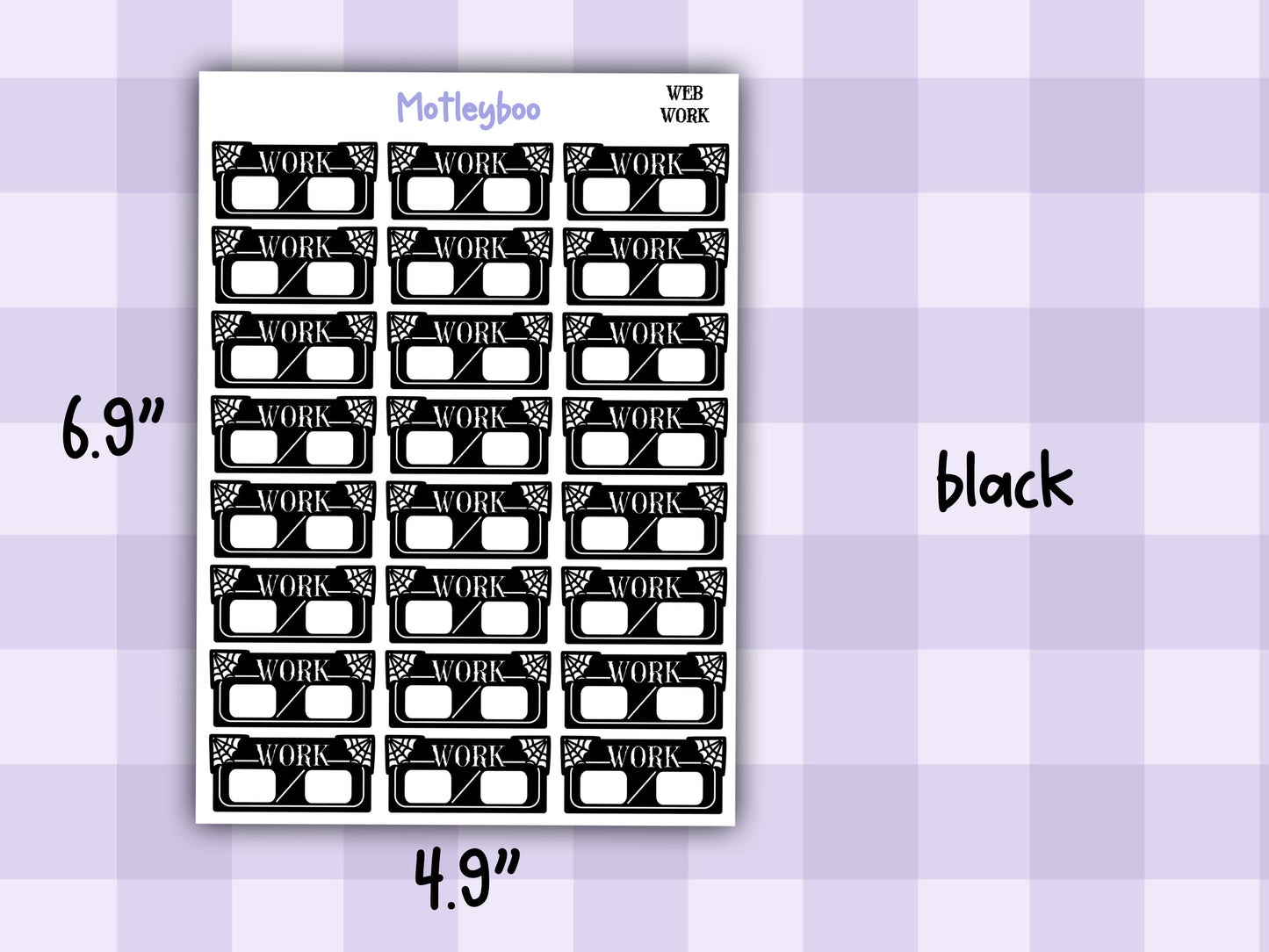 Gothic Work Planner Stickers, Spiderweb Header Stickers for spooky planning