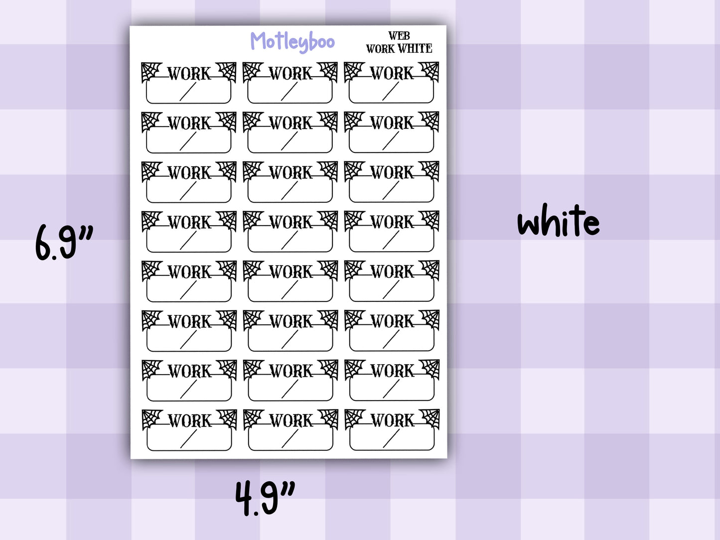 Gothic Work Planner Stickers, Spiderweb Header Stickers for spooky planning